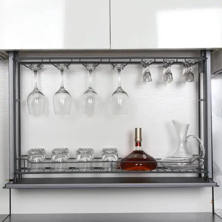 Automatic Shelf Lift Hanging Wine Rack Bottle Storage